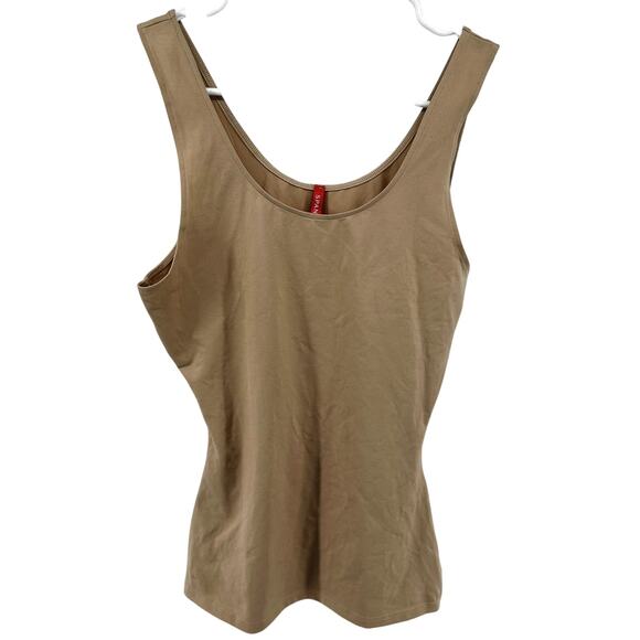 Spanx Smooth Socialight Tank Top Shapewear Scoop Neck Fitted Nude Tan Large - Picture 2 of 7